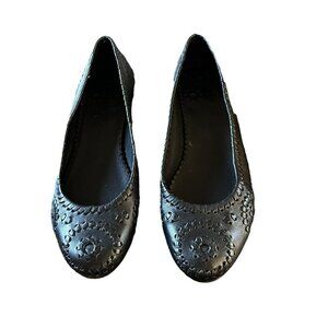 Jack Rogers Ballet Flats Pinwheel Navajo Black Leather Size 8M EUC Barely Worn